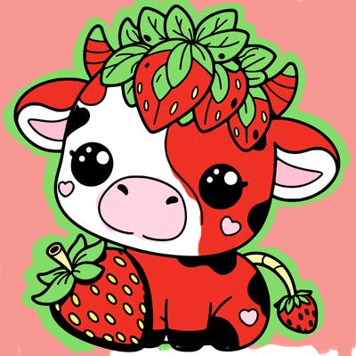 cute strawberry cow