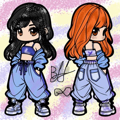 girl in crop top and baggy pants