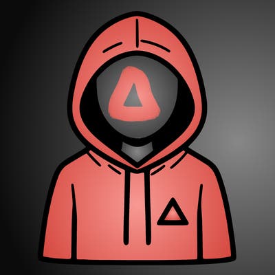 a person with non face waering a hoodie with a small triangle symbol