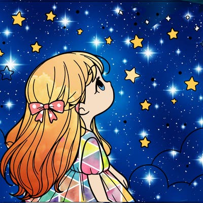 girl looking at the stars