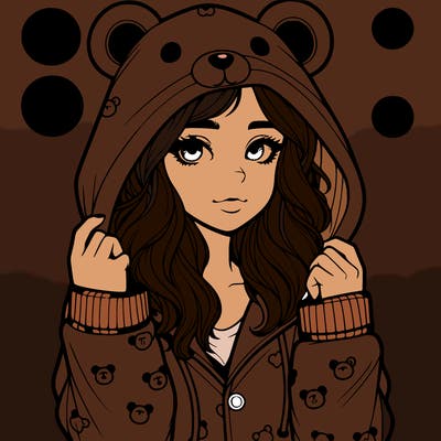 realistic girl in a animal pjs hoodie