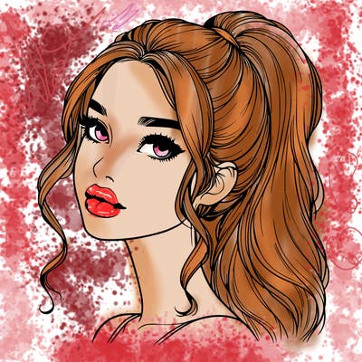 realistic girl with a ponytail on her hair and lips