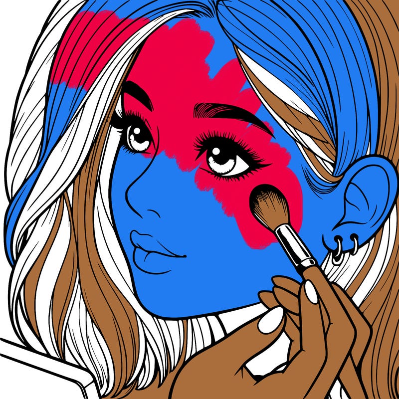 a realistic girl doing her makeup