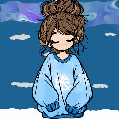 girl with baggy sweatshirt and messy bun