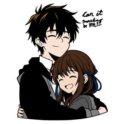 anime couple hugging