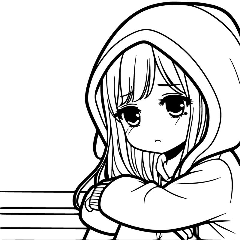 girl with hoodie on sad