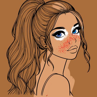 realistic pretty girl with high pony tail