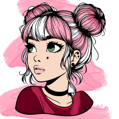 realistic girl with spacebuns