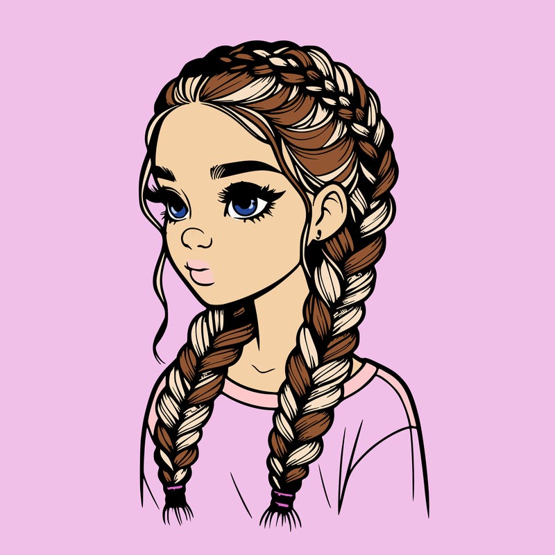 realistic girl with braids