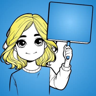 realistic girl holding up a sign