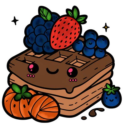simple waffle with fruit
