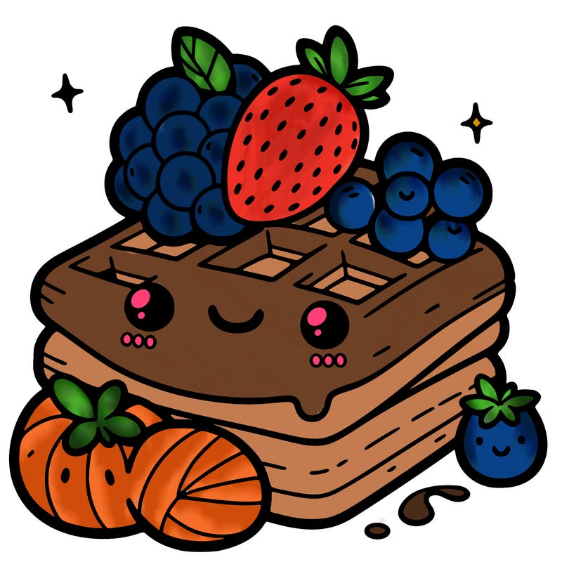 simple waffle with fruit
