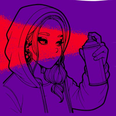 a realistic girl, spray painting