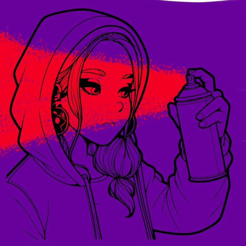 a realistic girl, spray painting