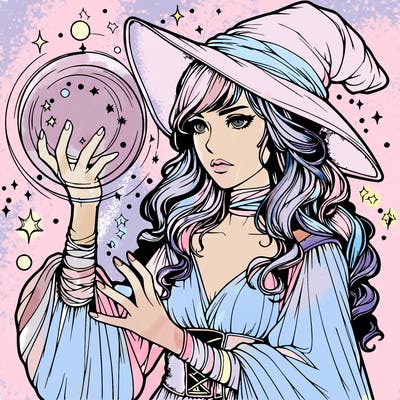 realistic women sorcerer using magic