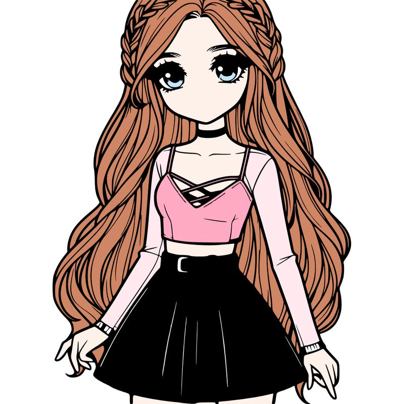 realistic girl with a leather skirt