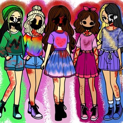 a group of five girls