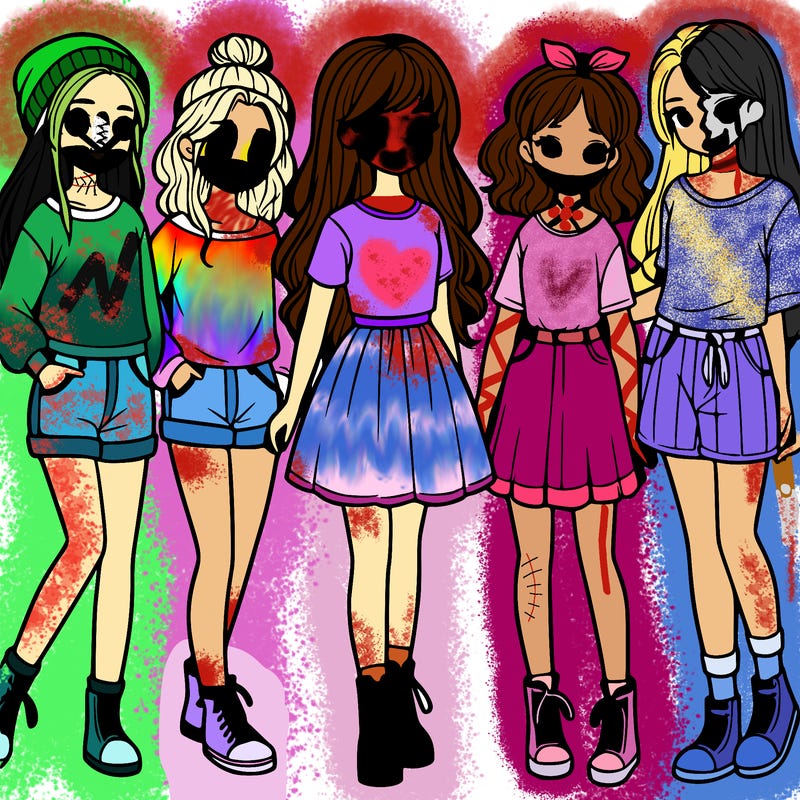 a group of five girls