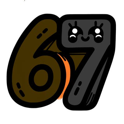 the numbers 67