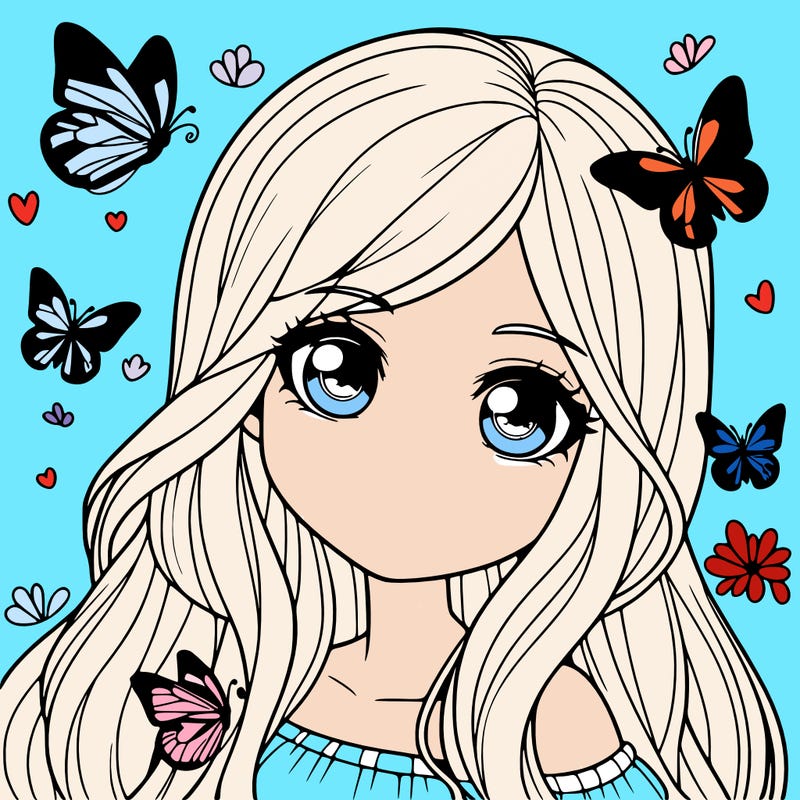 realistic girl with butterflies around her