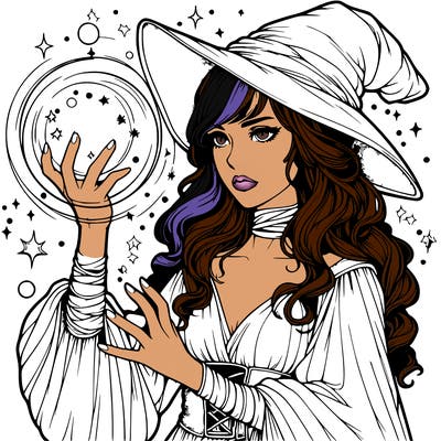 realistic women sorcerer using magic