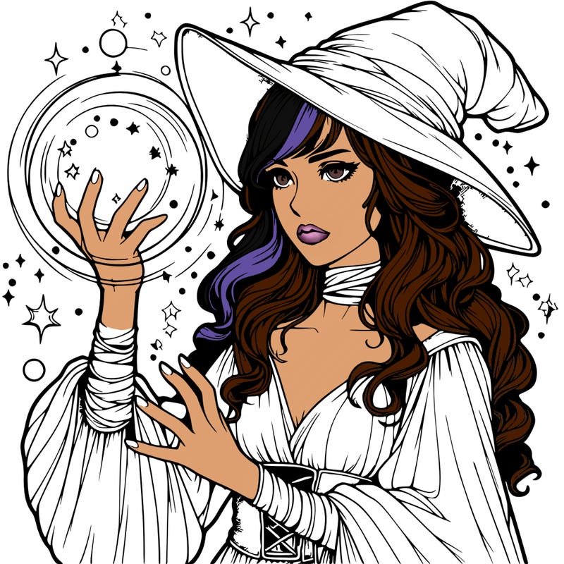 realistic women sorcerer using magic