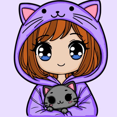 girl with cat hoodie