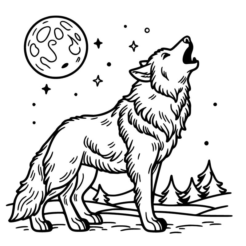 wolf howling into the night
