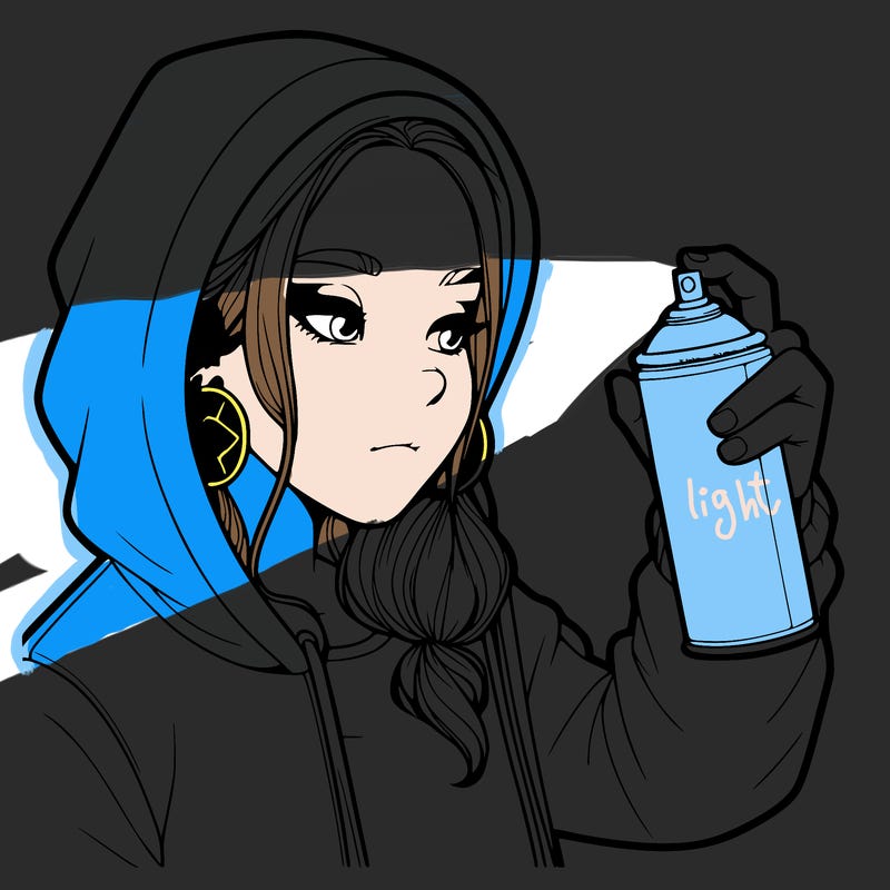 a realistic girl, spray painting