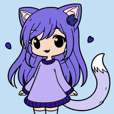 girl with cat ears and tail