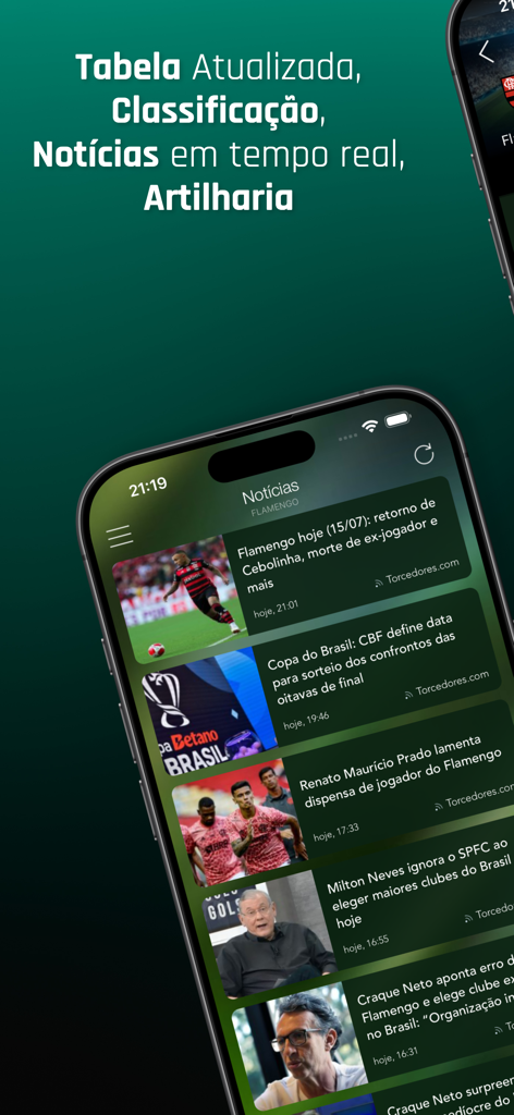Brasileirão Pro 2026 Série A B - Feed de noticias de fútbol en tiempo real para Flamengo en la app móvil Brasileirao Pro 2026