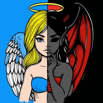 realistic angel half demon