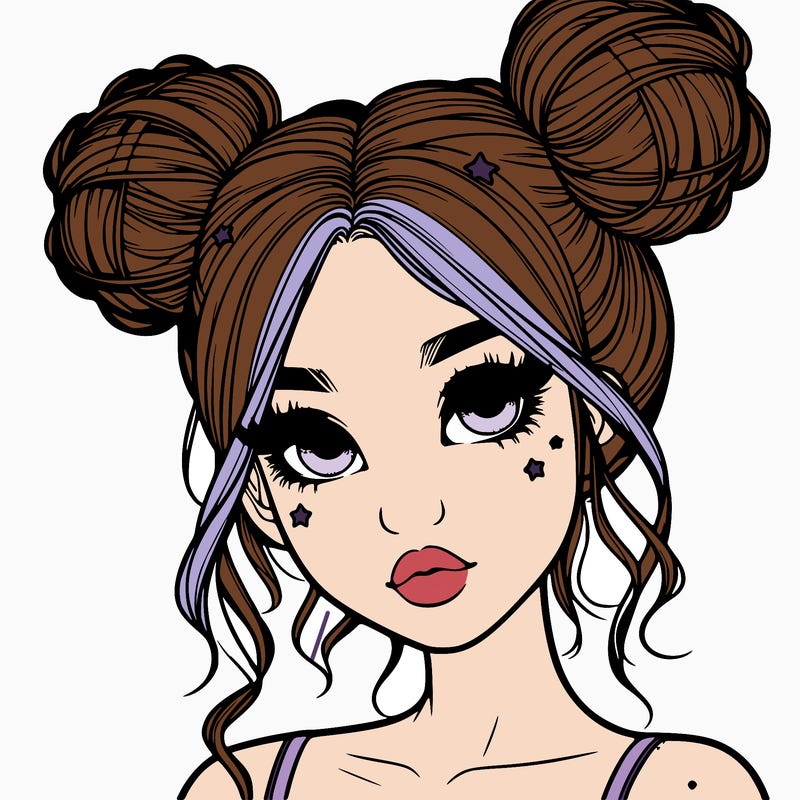 realistic girl with space buns
