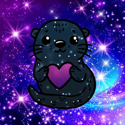 otter with a heart