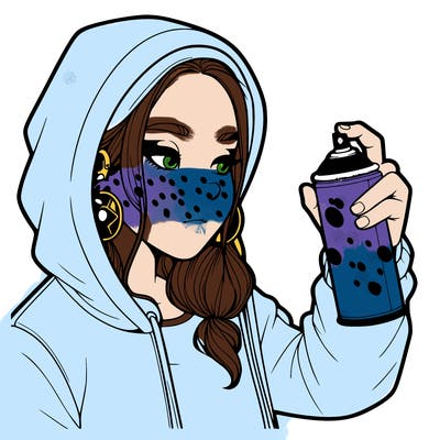 a realistic girl, spray painting