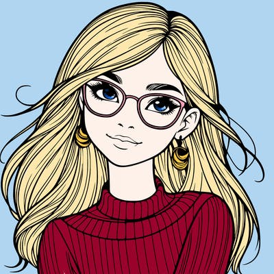 realistic girl with glasses