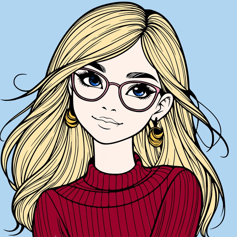 realistic girl with glasses