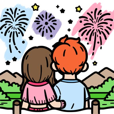couple watching fireworks