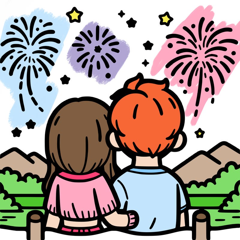 couple watching fireworks