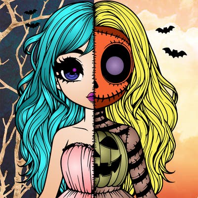 realistic girl halloween split