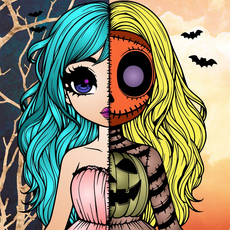 realistic girl halloween split