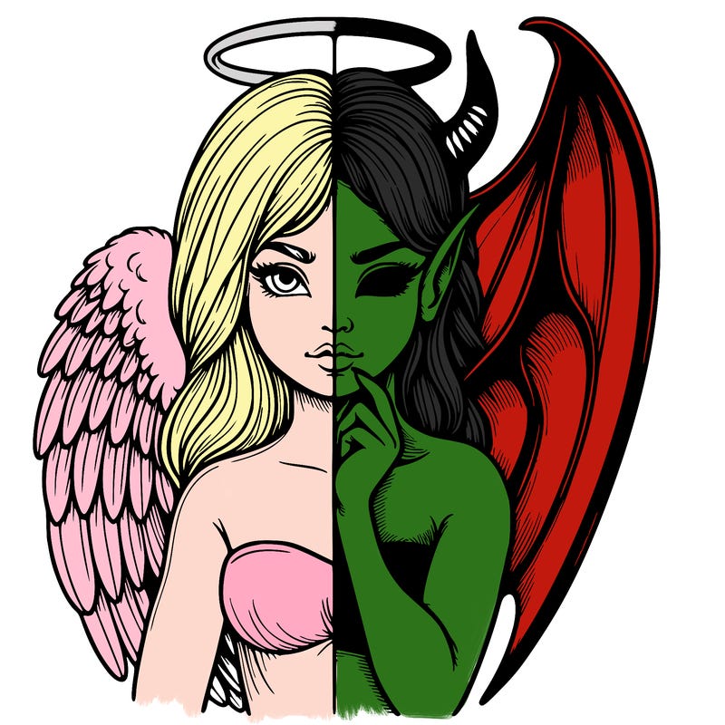 realistic angel half demon