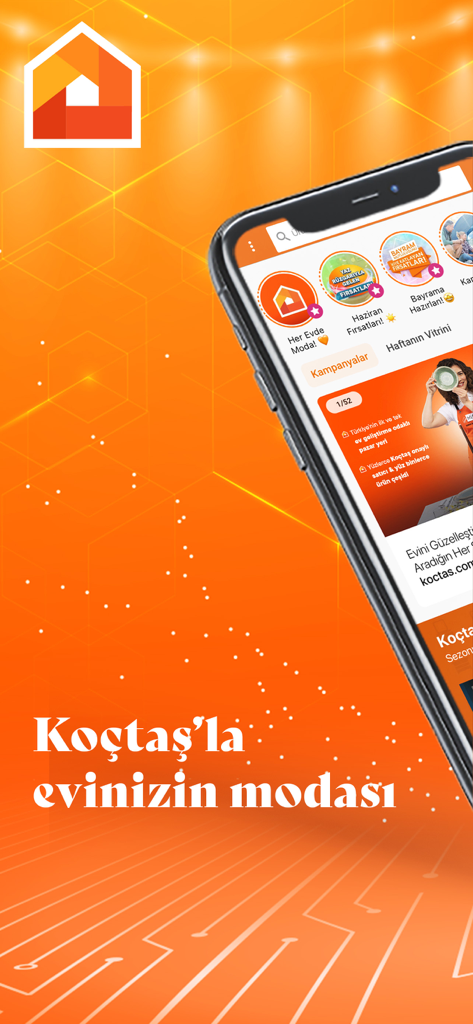 Koçtaş - Smartphone displaying the Koctas mobile app for home improvement and decoration.