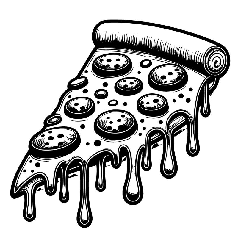 realistic drippy pizza slice