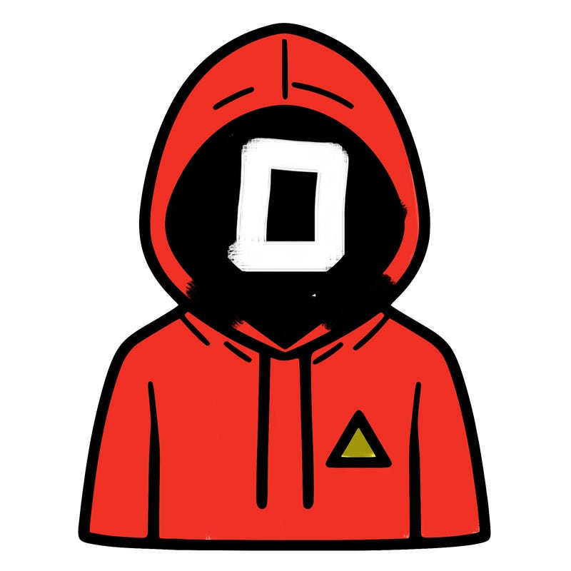 a person with non face waering a hoodie with a small triangle symbol