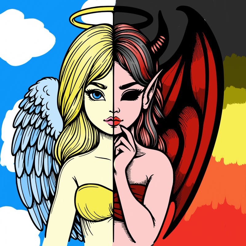 realistic angel half demon