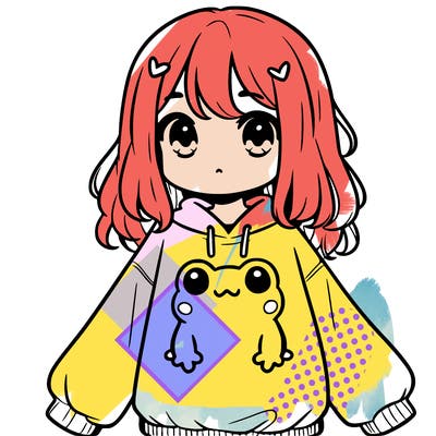 girl wearing frogging sweatshirt