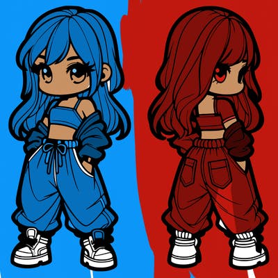 girl in crop top and baggy pants