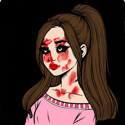 realistic girl with a high ponytail