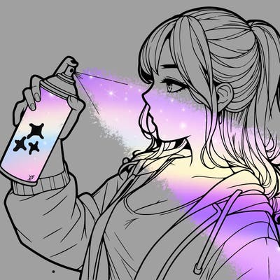 a realistic girl spray, painting